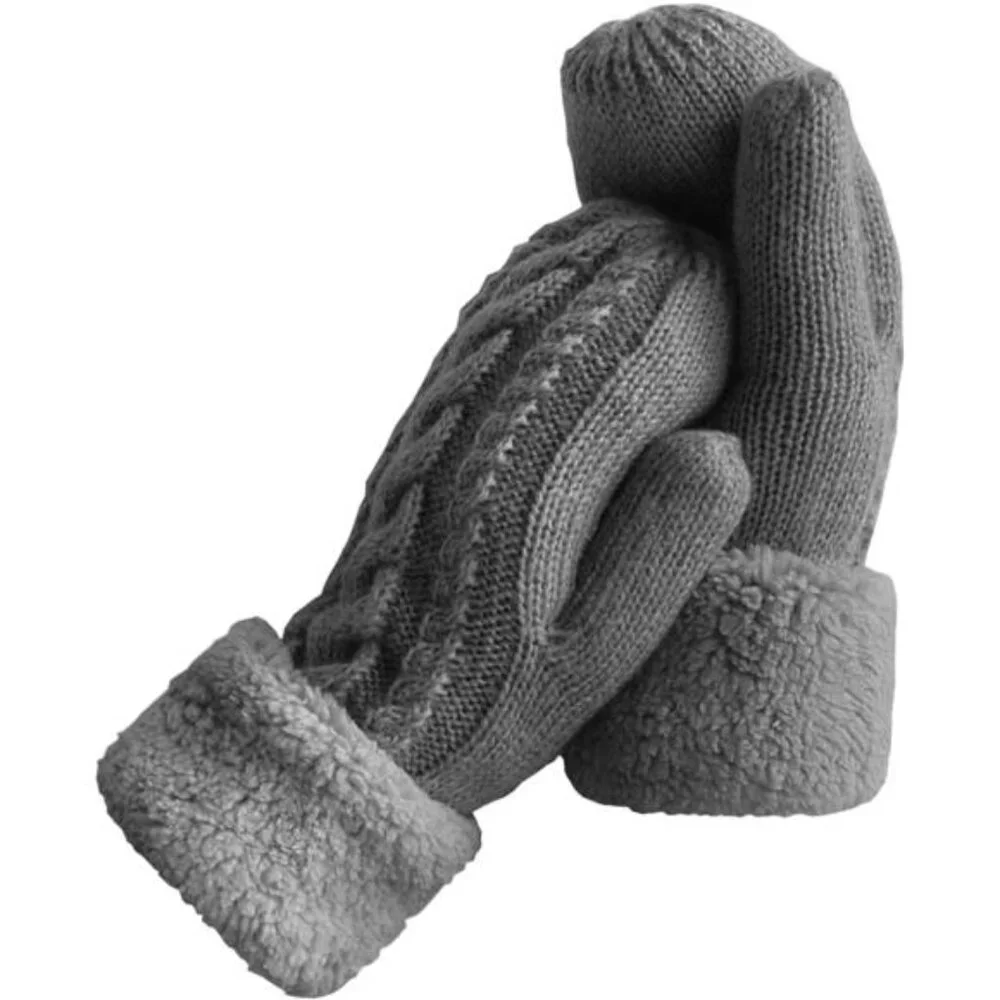 WomWomen's Wen's Winter Gloves Warm Lining - Cozy Wool Knit Thick Gloves Mittens